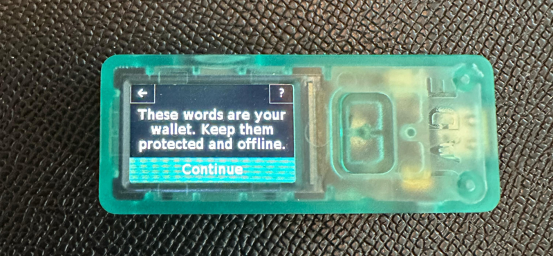 Jade Create Wallet Continue